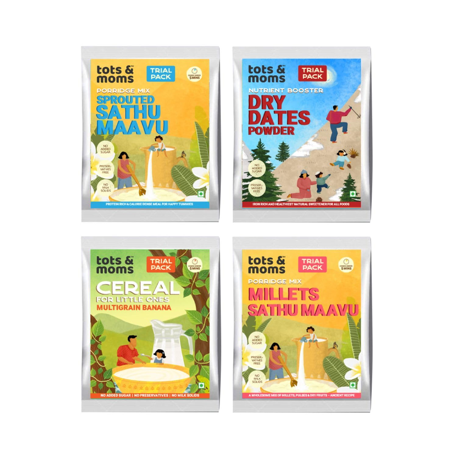 Multigrain Trial Pack with Dates Powder | Wholesome and Nutritionally rich | 4 Packs