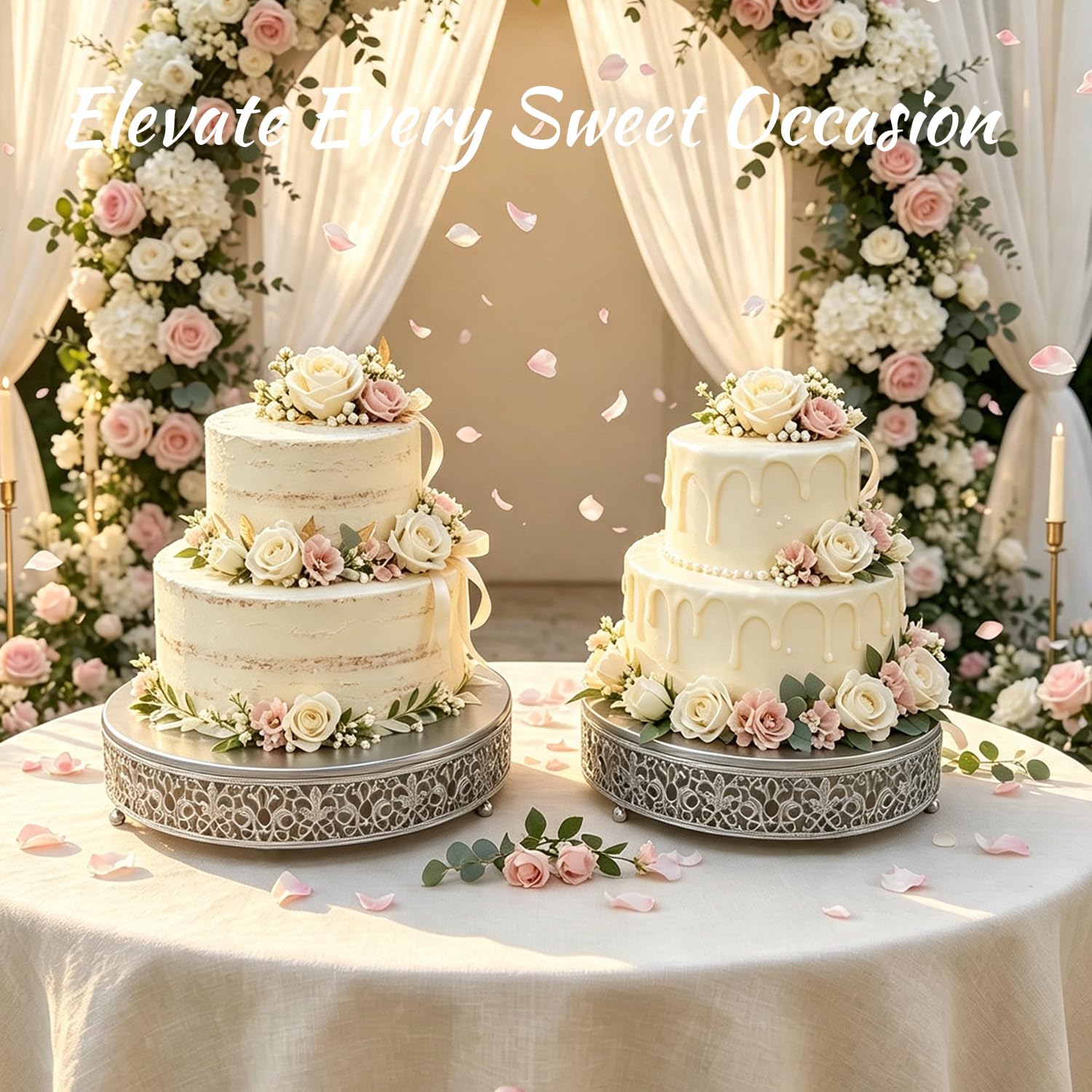 Tortenständer Set von 3 Metall Cupcake Ständer Dessert Display Platte für Hochzeit Party Geburtstag (3 Stück, Silber Matt)