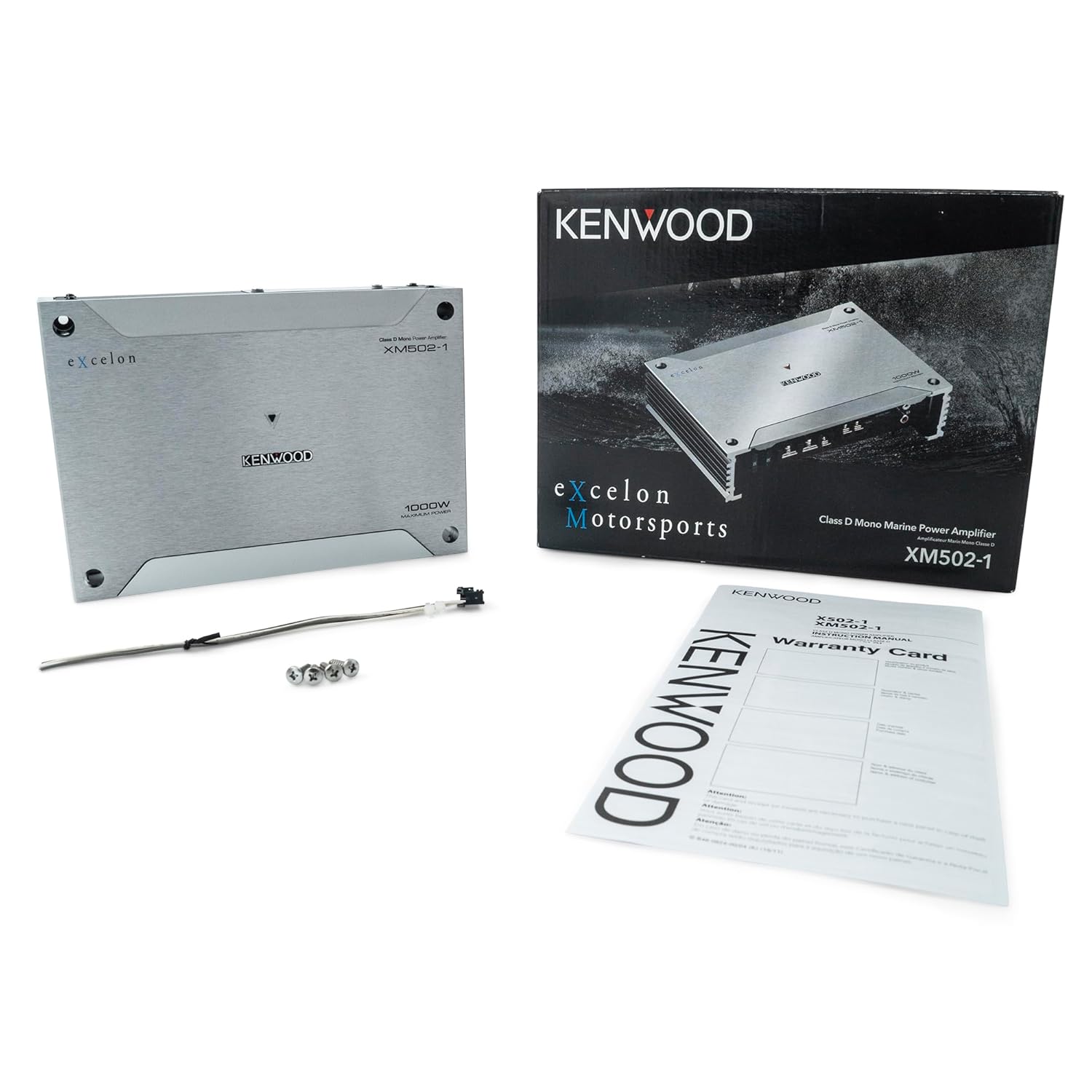 KENWOOD XM502-1 Excelon Marine/Motorsport Mono Subwoofer Car Amplifier | 500W RMS | Class-D Design | Weatherproof & Compact | Bass Boost & Subsonic Filter | Remote Control Compatible | 2-Year Warranty
