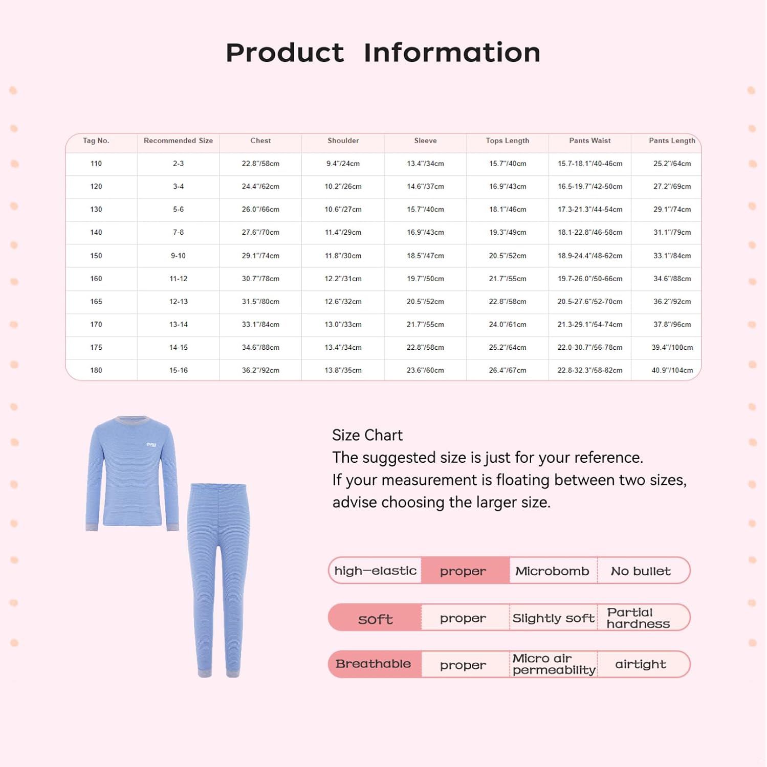 TiaoBug Thermal Underwear for Kids Boys Girls Winter Base Layer Crew Neck Long Sleeve Top with Leggings Long Johns Set