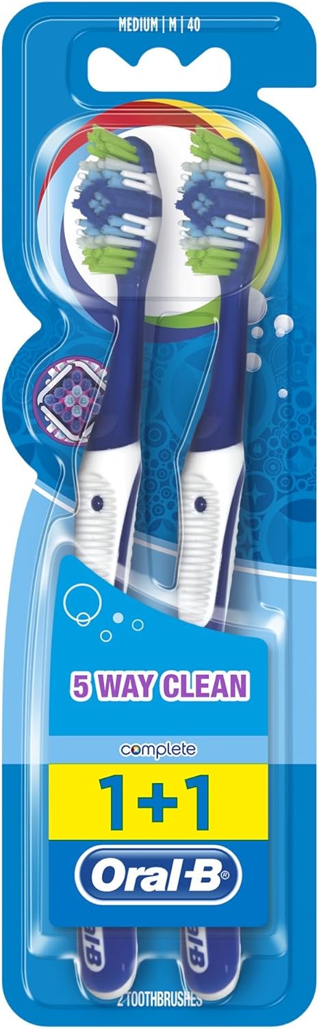 Oral-B Complete 5 Way Clean Manual Toothbrush Medium, 2 Pieces