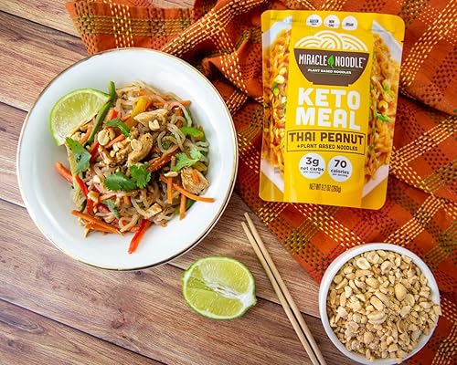 Miniatura 4 de Miracle Noodle Comida lista para comer de maní tailandés, 10 onzas (paquete de 6), fideos Shirataki Konjac a base de plantas, 70 calorías por