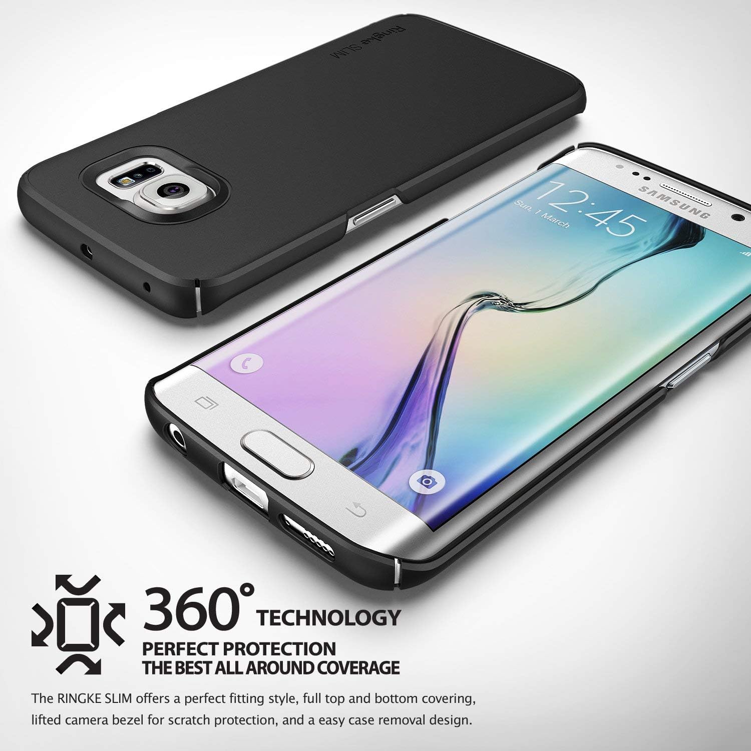 Ringke Slim Compatible with Galaxy S6 Edge Case Snug-Fit Slender Tailored Cutouts Lightweight Side to Side Edge Coverage Superior Coating PC Hard Skin for Galaxy S6 Edge - Royal Gold