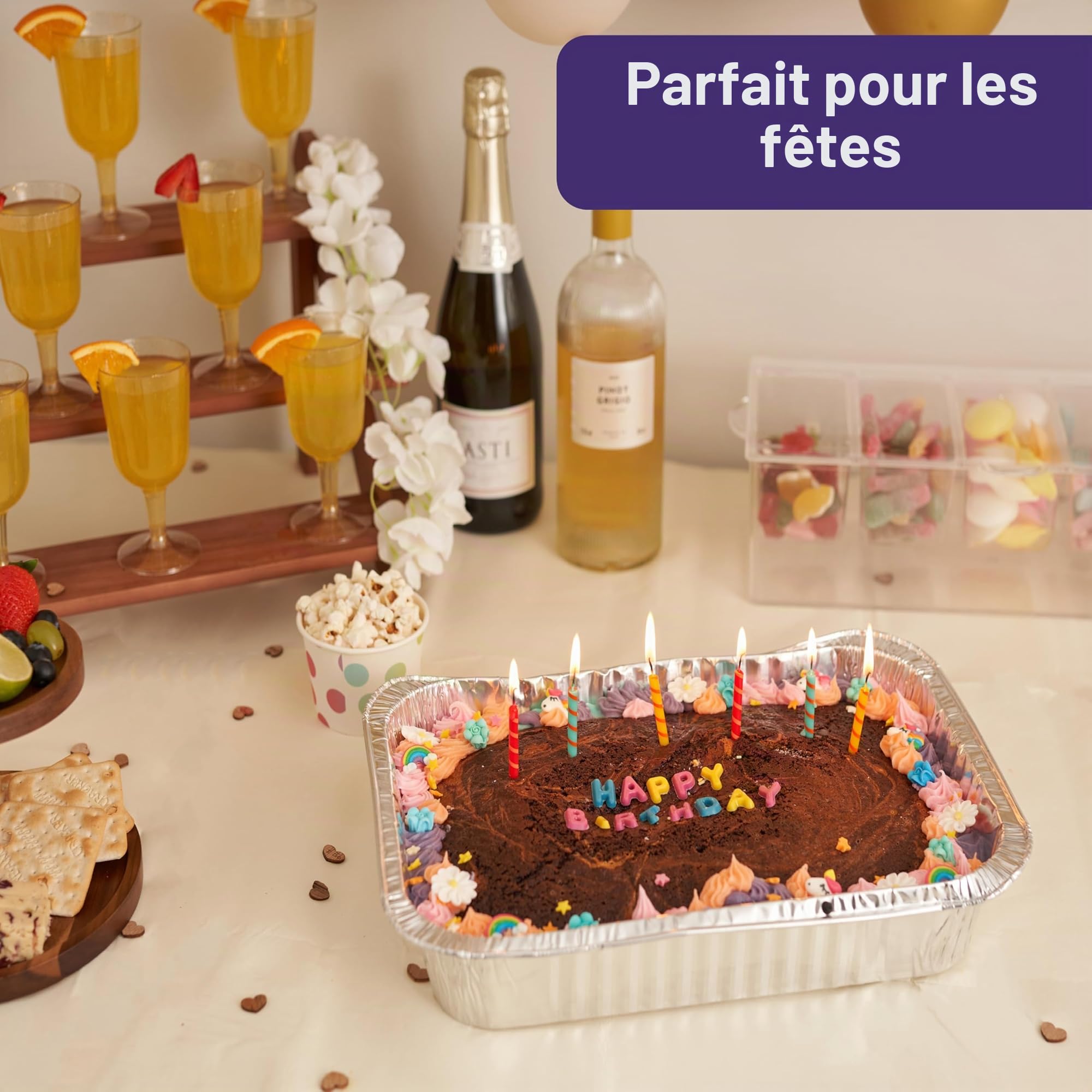 Barquettes Aluminium Grand Format 37×27 cm 5 L MATANA Lot de 25 Empilables Four & Congélateur