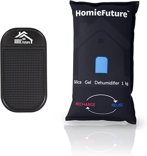 Miniatura 7 de Bolsa deshumidificadora de coche de 35.27 oz con alfombrilla antideslizante para tablero de instrumentos  Desecante de gel de sílice recargable para