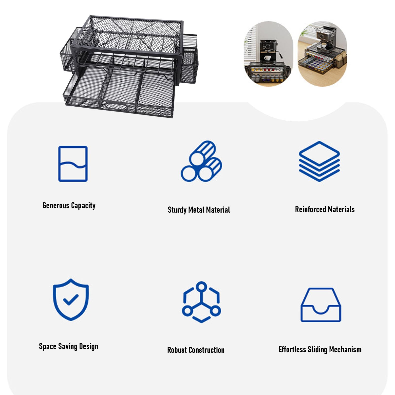 Organizzatore per Capsule di caffè Spazioso Contenitore a 2 Livelli per il Bancone della, L'home Office 16,54x10,08x5,79 Pollici (vuoto)