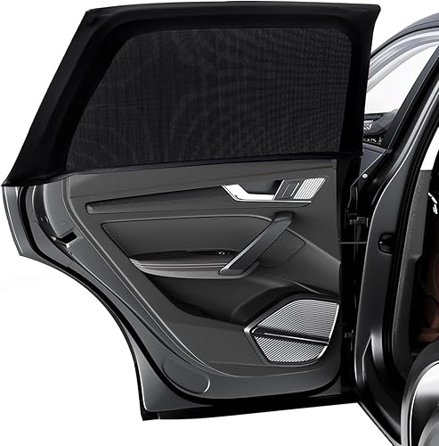 PEYOU Car Window Shades for Baby 2 Pack, Stretchable & Breathable Spandex Rear Side Car Sun Shade for Camping, Blocks Uv Rays & Sun Glare for Kids/Adults/Pets - 44.9"X19.7" Fits 99% Cars