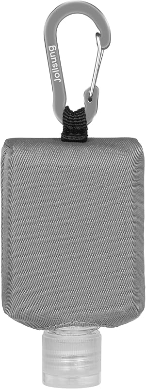 Estojo para frasco recarregável Jollsung com mosquetão e tampa flip, 60 mL