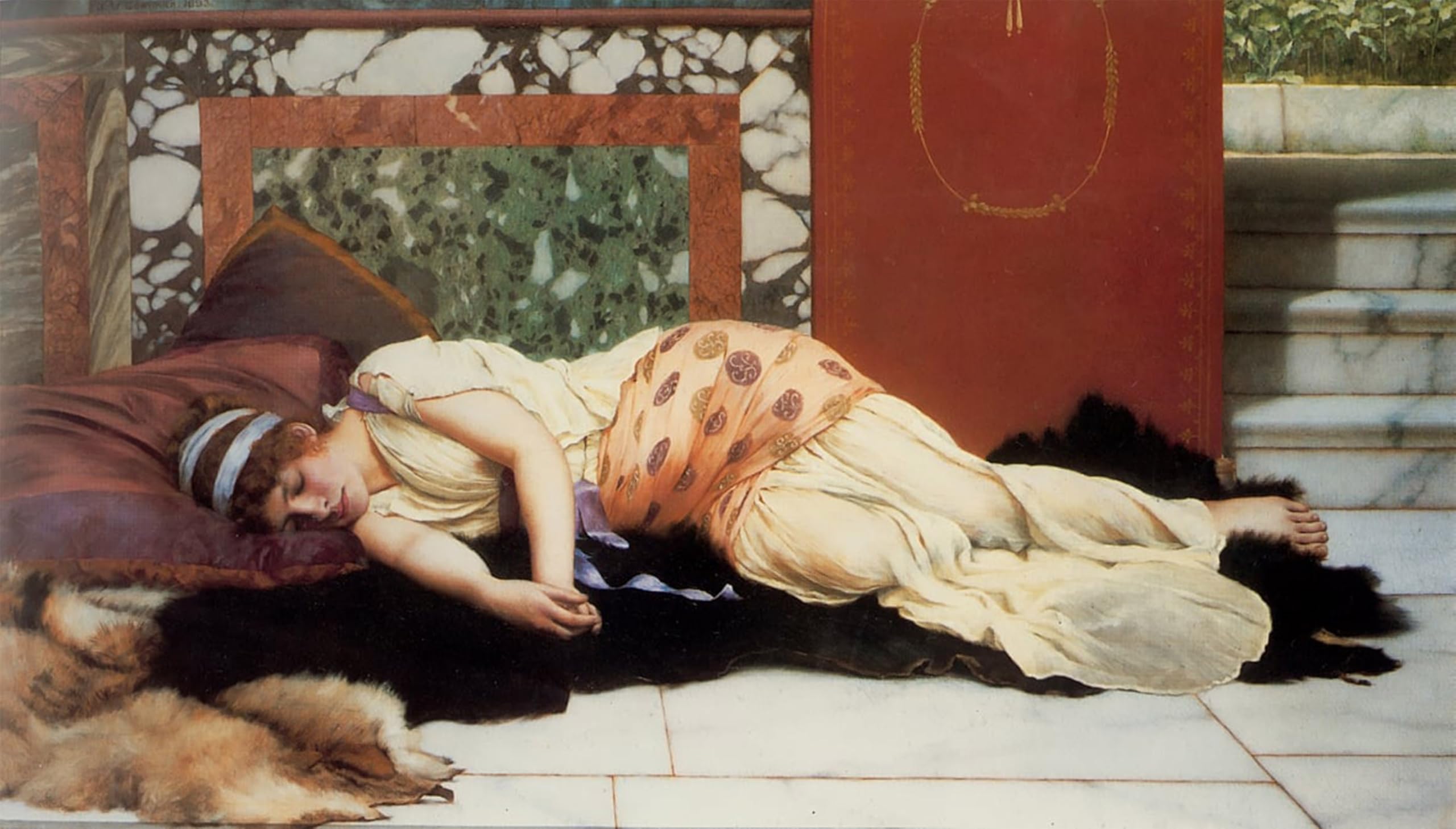 HRJUBWREE Classic Canvas Picture Art Canvas Print Modern Oil Painting Endymion by John William Godward Artwork on Wall for Office Decor 60x90cm