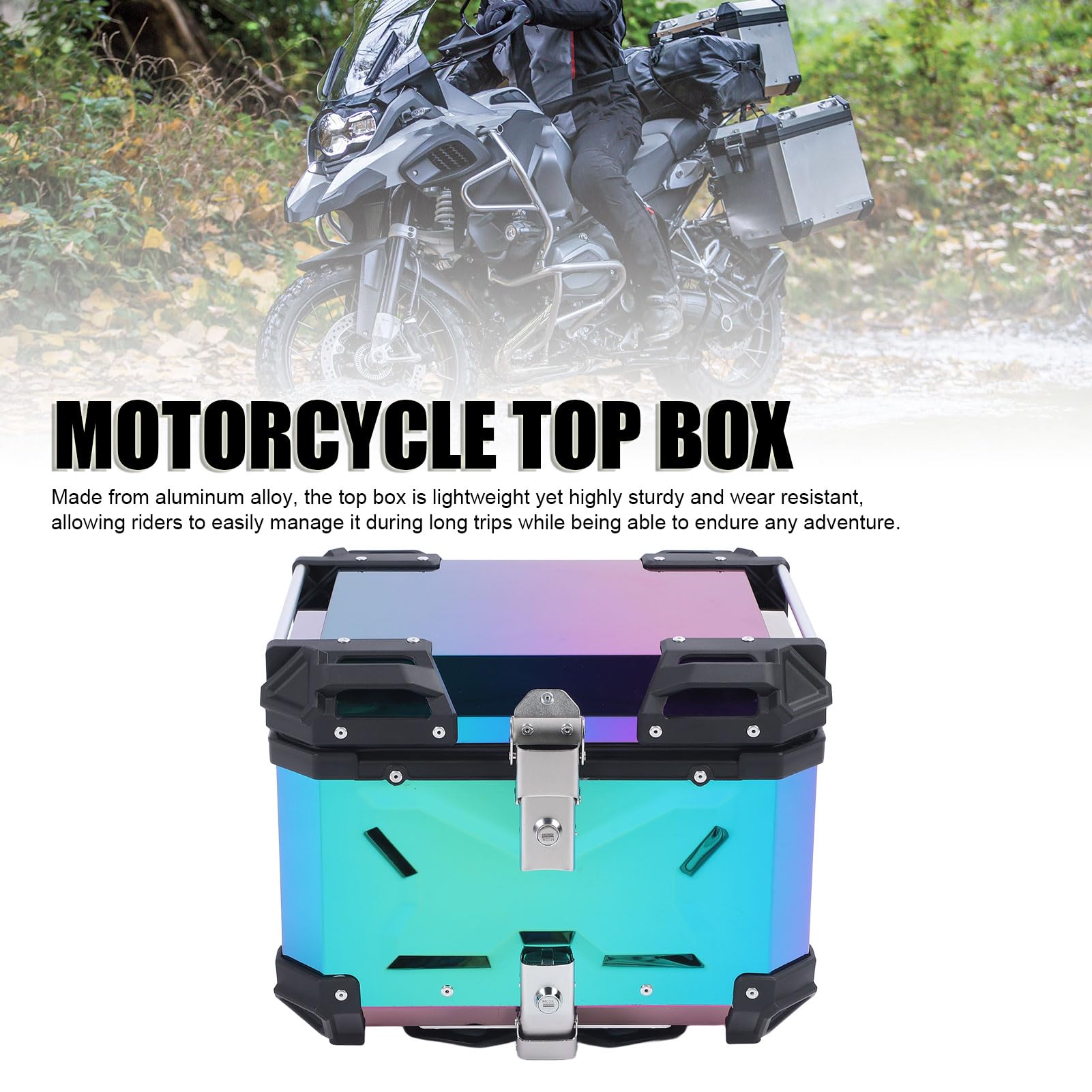 Drfeify Kufer na Kufer na Motocykl, Górny Motocykla ze Stopu Aluminium 45L Szybkozłączka Wodoodporny, Zamykany Schowek z Tyłu dla Osób Dojeżdżających do Pracy
