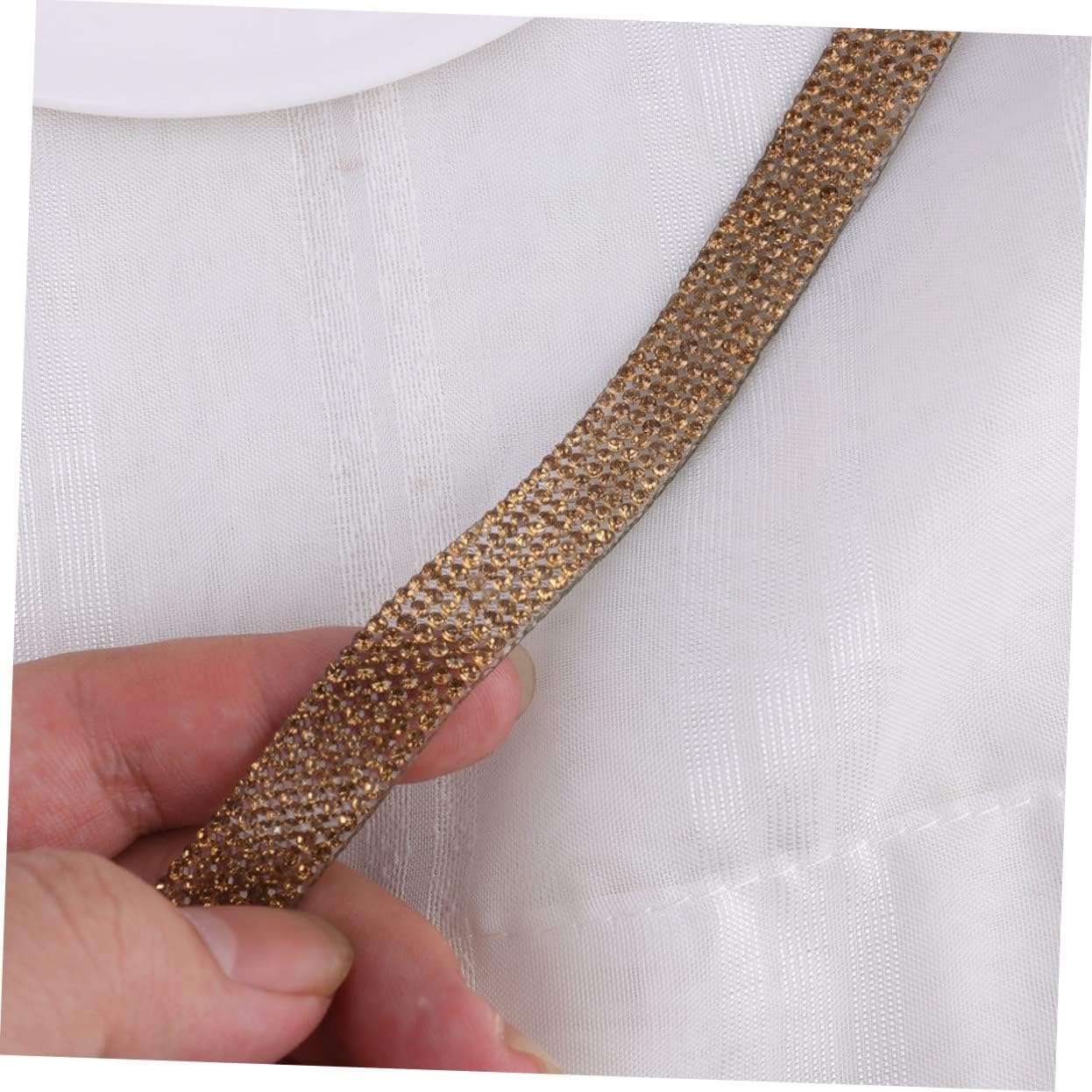 Gold Glass Rhinestone Strip Trim with Adhesive Backing, Hot Fix