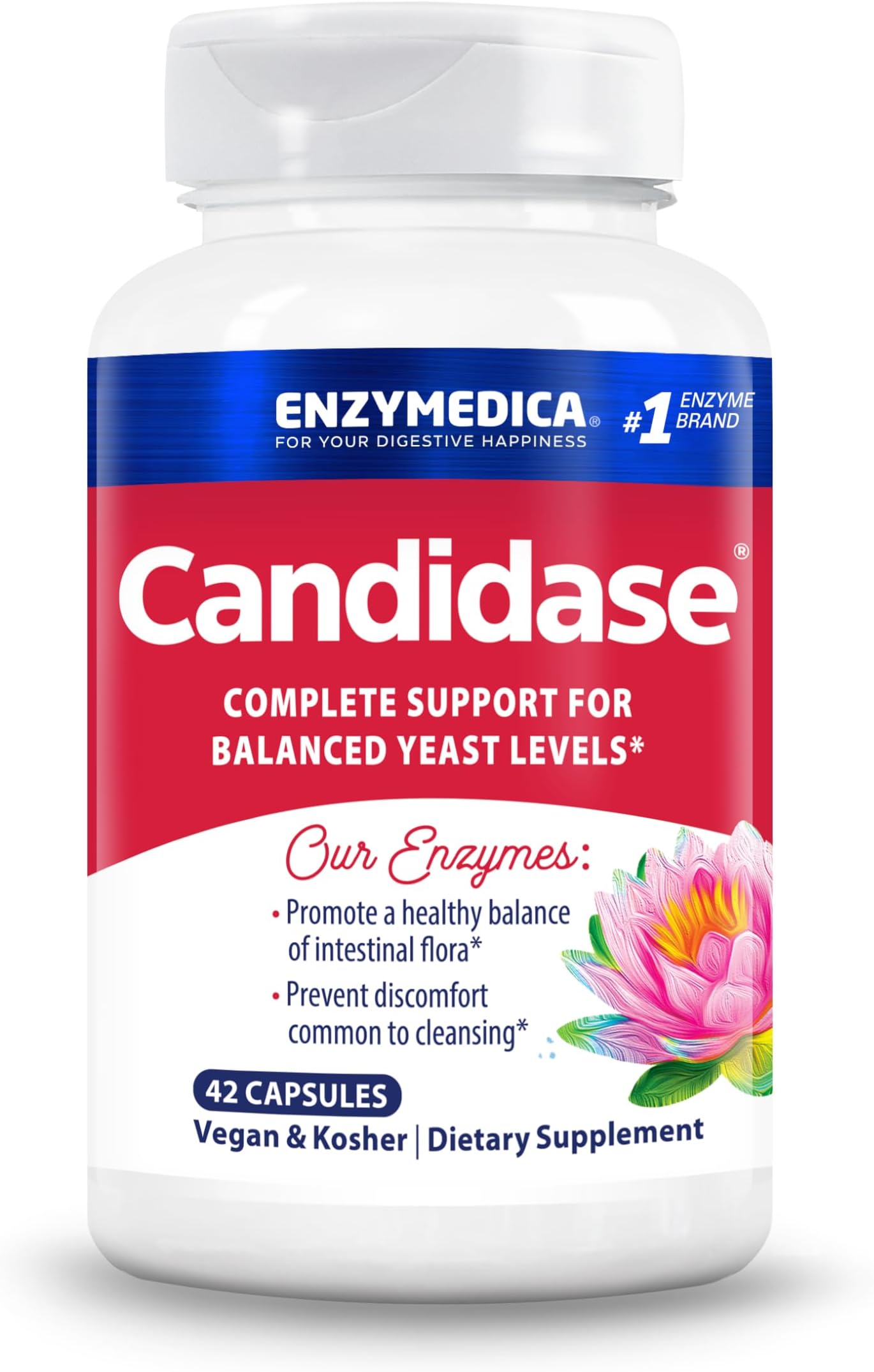Candidase, Yeast Balance, Dietary Supplement, Enzyme Support, 42 Capsules, Vegan, Gluten-Free, Soy-Free, Non-GMO