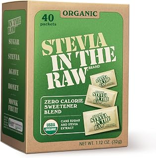 Stevia In The Raw Organic Stevia Sweetener Packets, 40 Ct, Zero Calorie Stevia Sugar Substitute Packets, No Erythritol or Artificial Flavors, USDA Organic, Non-GMO Project Verified, Vegan