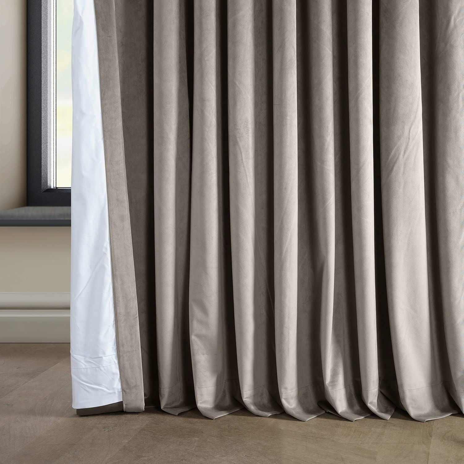 HPD Half Price Drapes VPYC-SBO161209-96-DW Verdunkelungsvorhänge aus Plüsch für Schlafzimmer, 100 x 96, Taupe