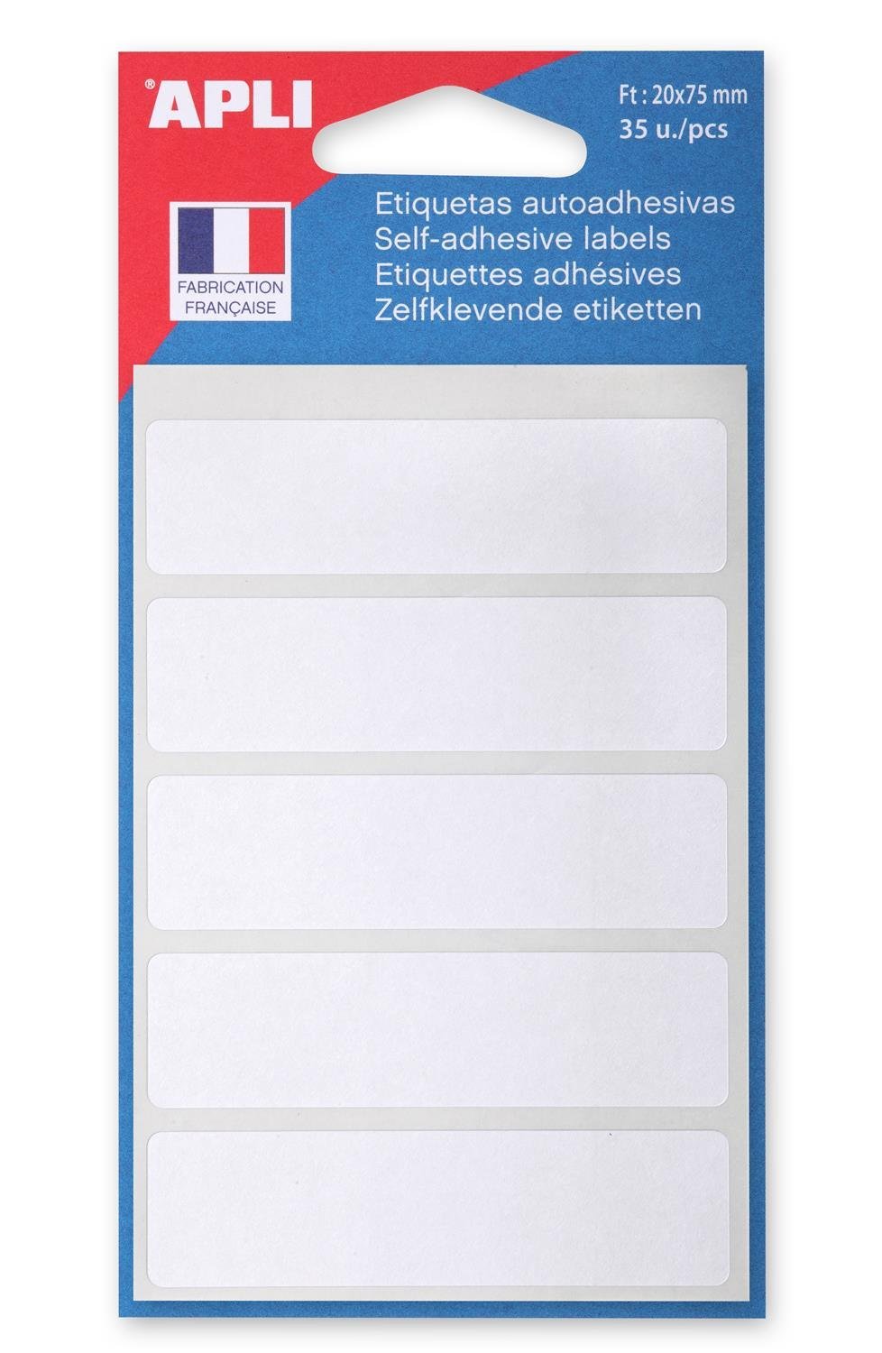 APLI 111947 Pack of 35 White Labels 20 x 75 mm