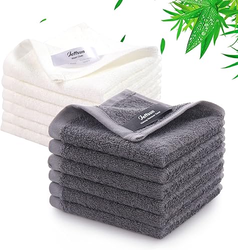 JEFFSUN Toallas de bambú natural para bebé, paños de lavado suaves celestiales para cara y cuerpo, paquete de 12 toallas faciales suaves y seguras