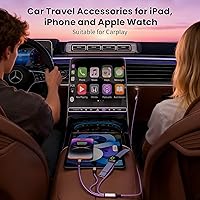 Vista 6 de Travel Essentials, cable USB A/C 3 en 2 para iPhone 17, cargador iWatch, IP, cable trenzado de carga múltiple, esenciales de campamento