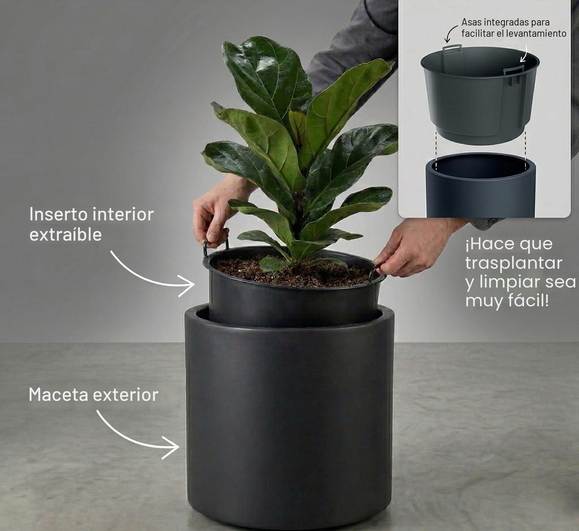 Tymar Maceta grande para exterior, maceta de flores al aire libre, maceta grande para exterior XL (Blanco DBHER, Ø 47 cm)