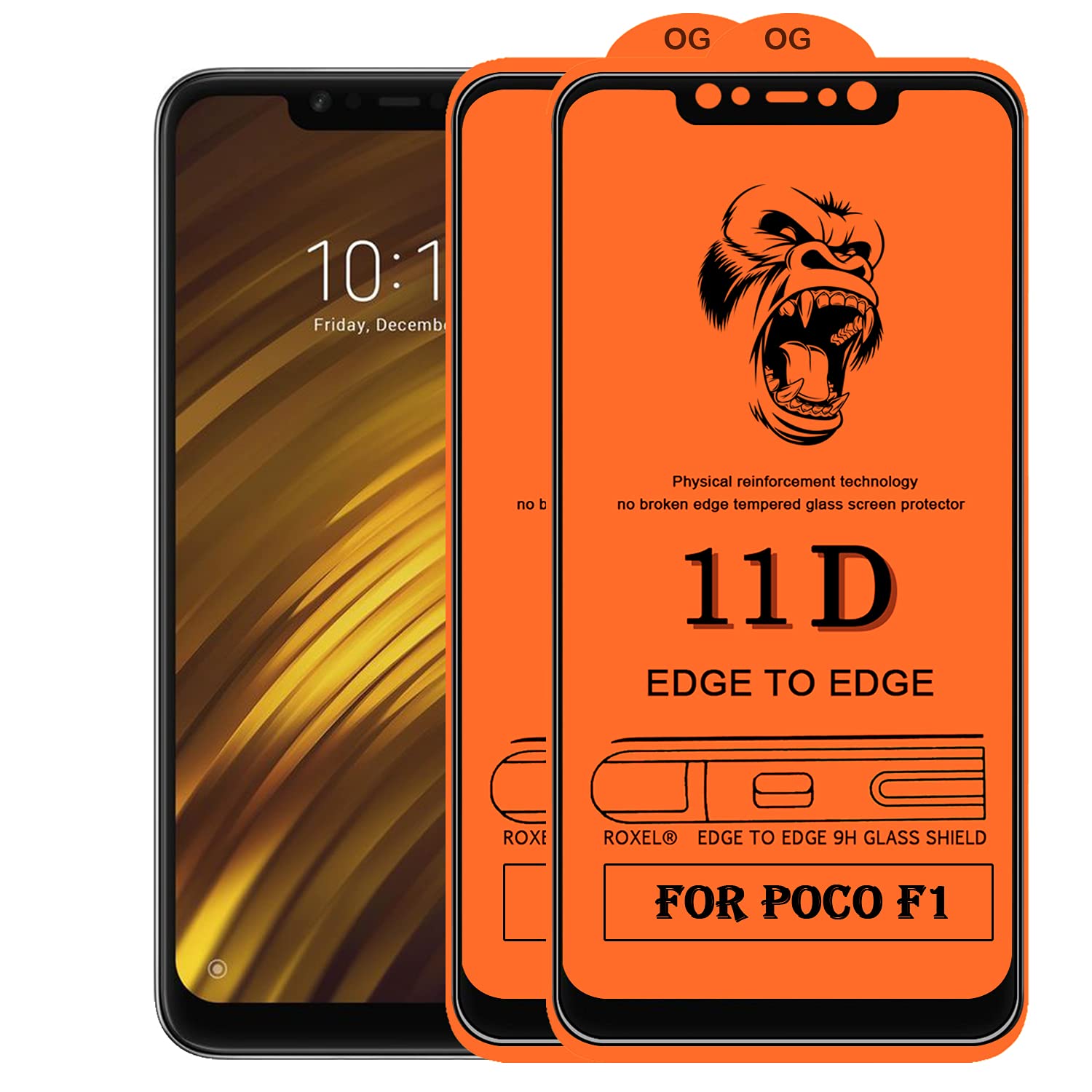 Roxel 11D Edge To Edge Gorilla Tempered Glass Compatible for Poco F1 (Black) [ 11D Tempered Glass, Impact Absorb, Full Adhesive Glass, With Installation Kit ] (Pack of 2) (B094DV2KFL) Amazon Price History, Amazon Price Tracker