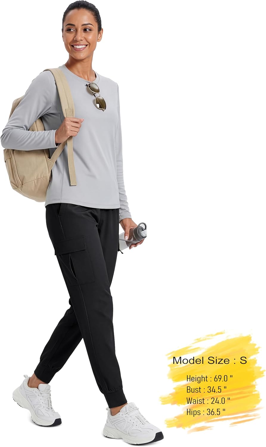 MAGCOMSEN Womens Cargo Joggers Lightweight Quick Dry Hiking Pants UPF 50 Athletic Workout Travel Casual Zipper Pockets