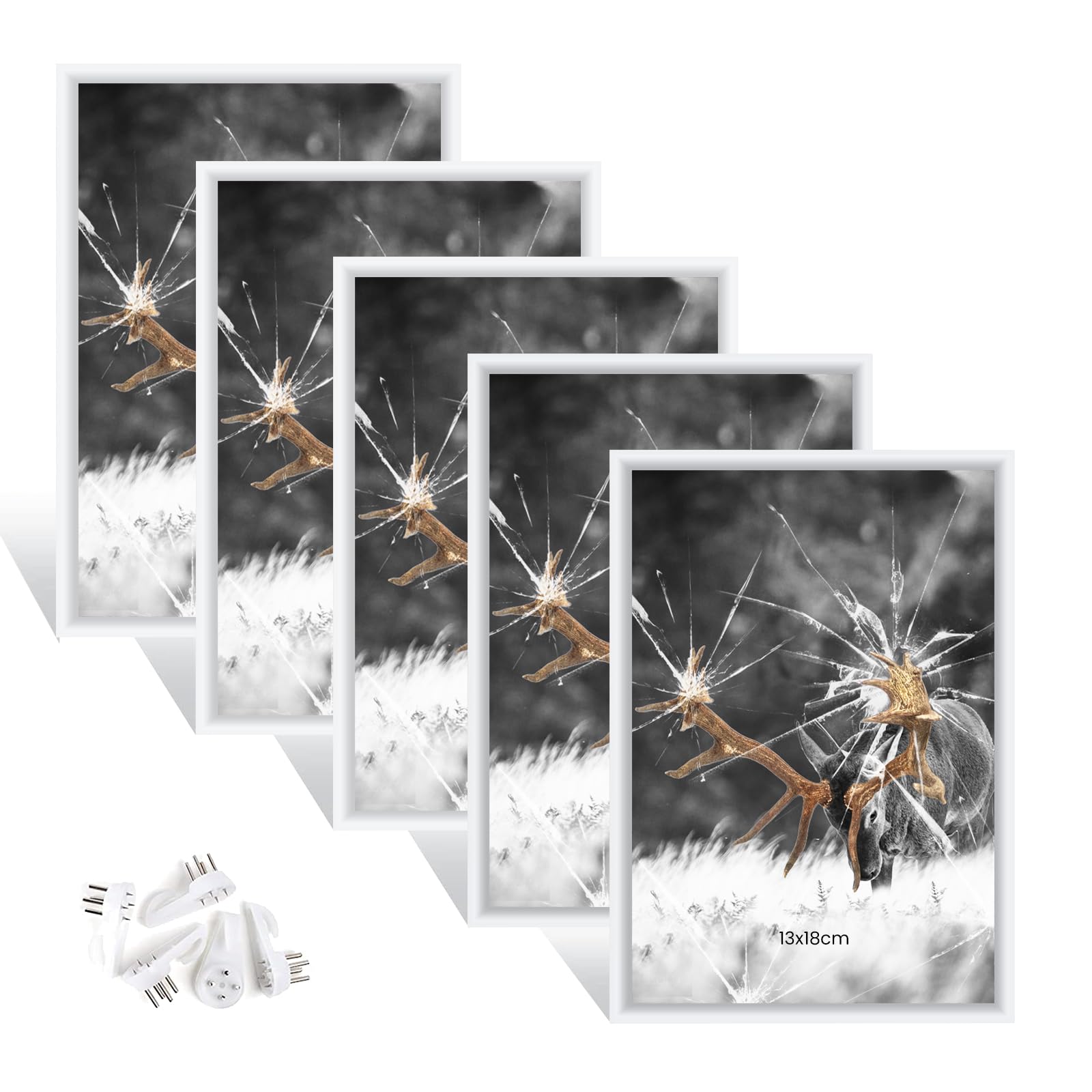 Dmyifan 5er Bilderrahmen Set Fotorahmen, Plexi-Glas Portraitrahmen Mit Nahtloser Haken, Wohnzimmer zum Stellen und Hängen