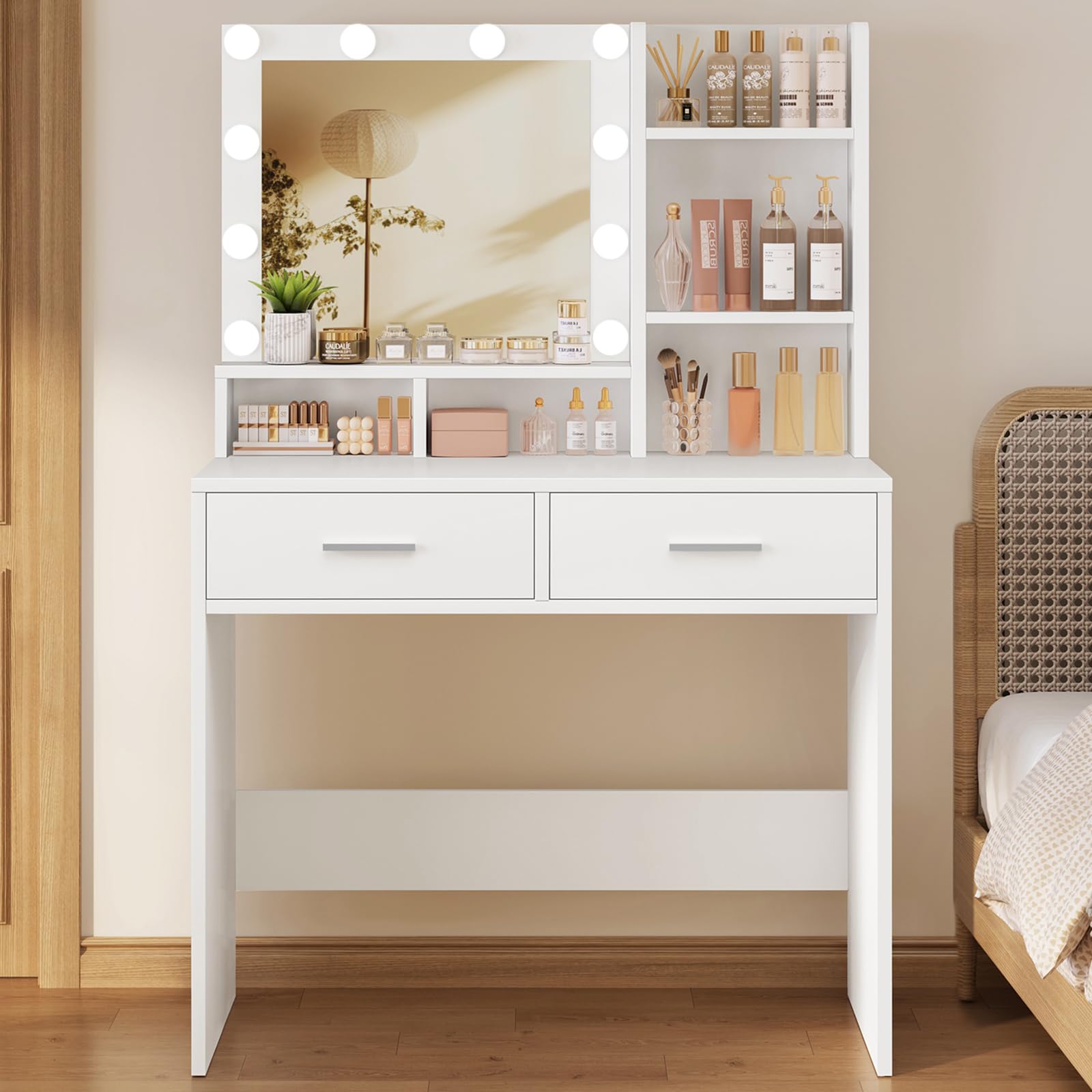 Amazon｜TEENFON ドレッサー コンパクト ミラーと3色LEDライト付き