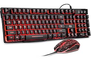 Red Gaming Keyboard and Mouse Set with RGB Backlighting