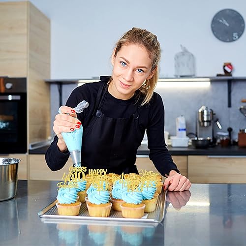 Miniatura 3 de Rsstarxi Paquete de 30 adornos dorados para cupcakes de 40 cumpleaños vintage desde 1983 para cupcakes de 40 saludos a 40 palillos de cupcakes para