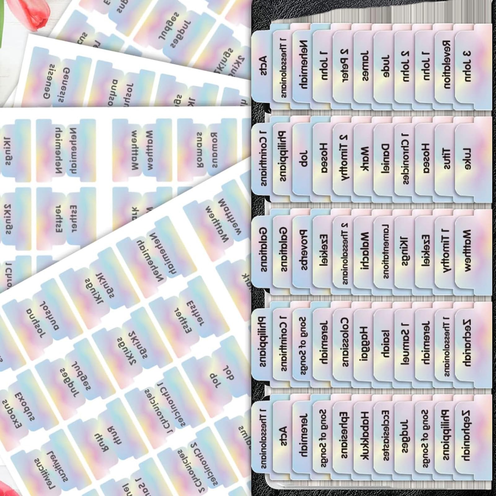적층 성경 탭 80개 성경 스티커 성경 마커 적층 성경 탭 성경 탭 독일어 성경 스티커 성경 액세서리 읽기와 사용이 쉬운 성경 저널링 탭
