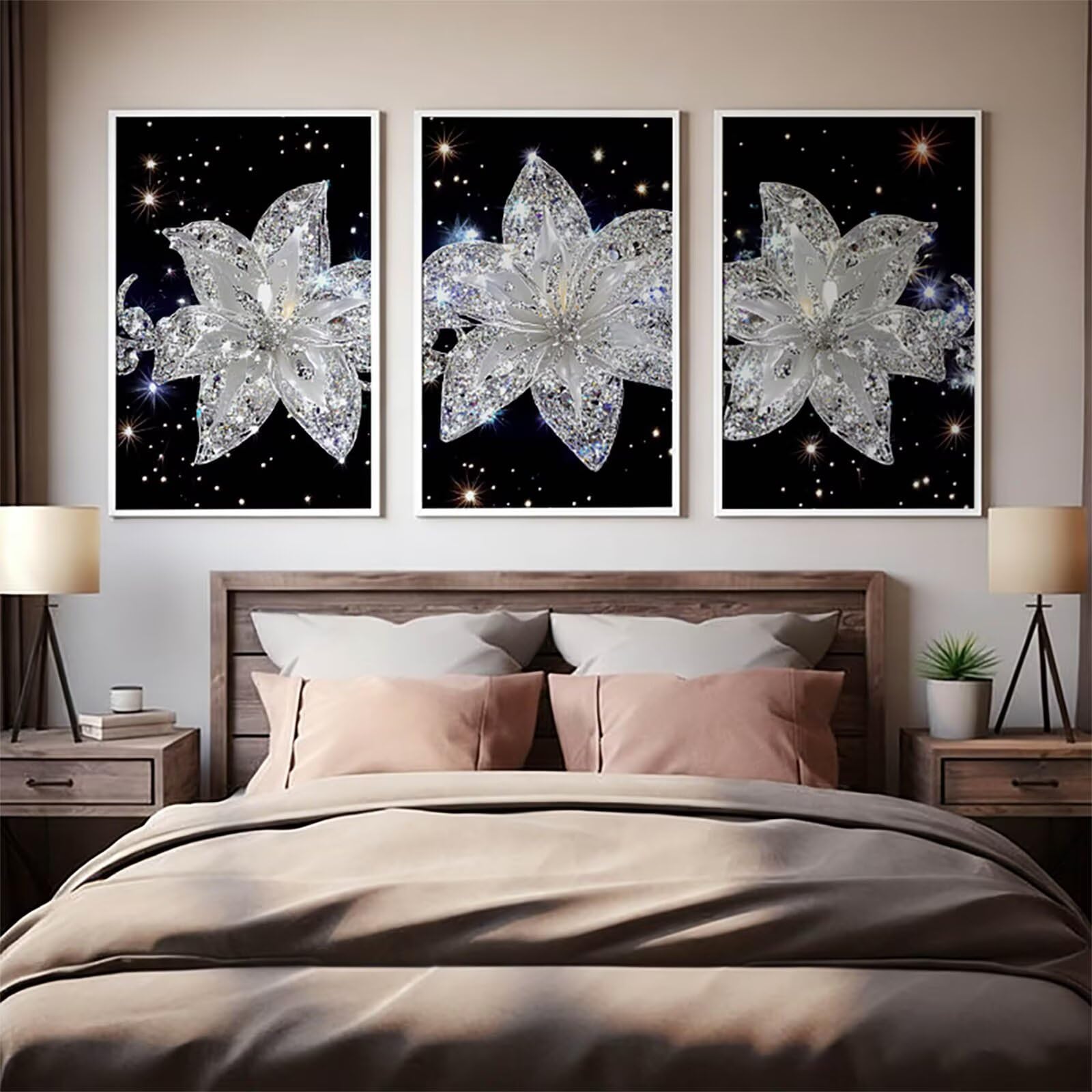 3 opakowanie kryształów diamentowych 60 x 90 cm, kwadratowy 5D DIY kwiat diamentowe malowanie pełny zestaw, diament kryształ górski ścieg krzyżykowy do dekoracji domu, prezenty a-4896