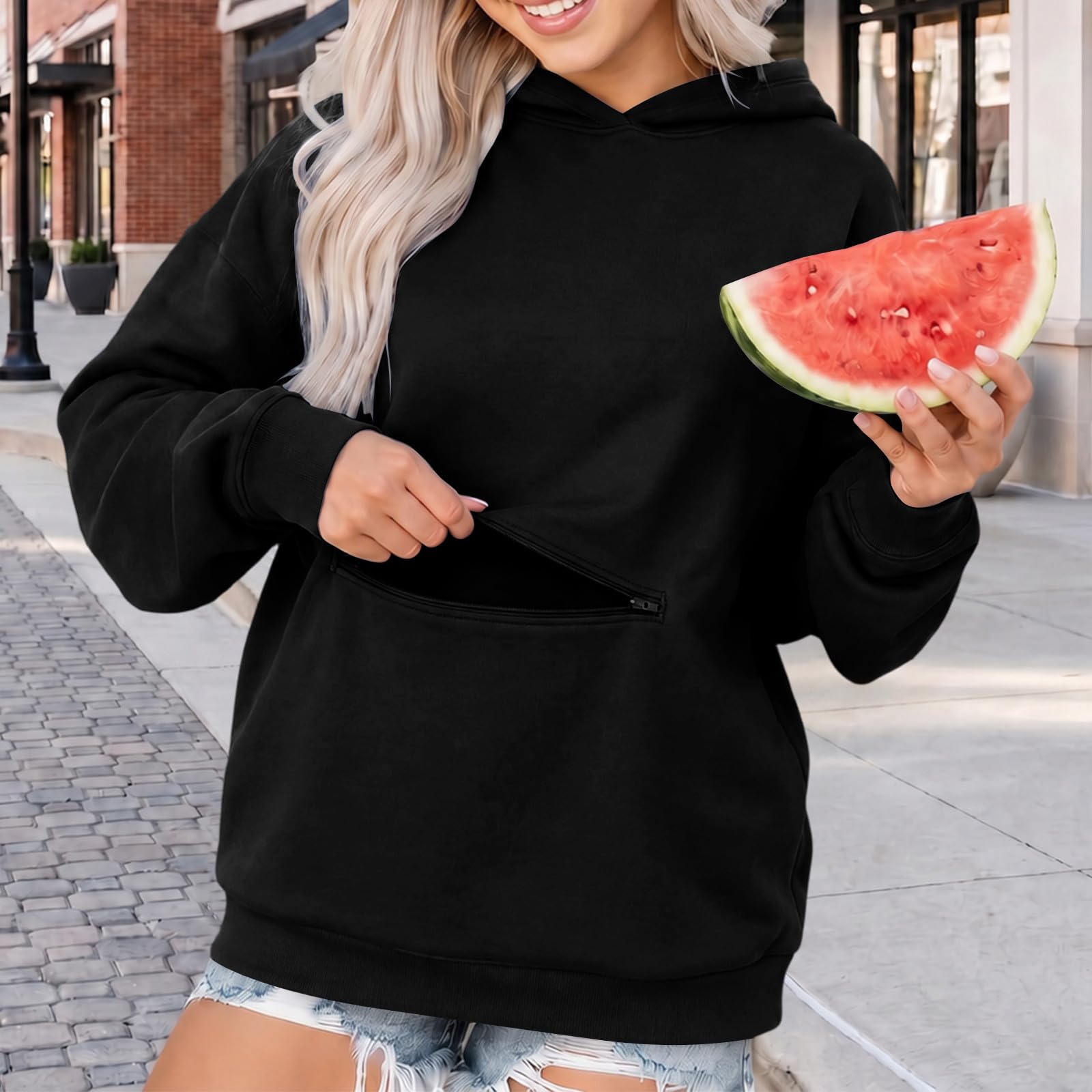 LUCKME Felpa Donna Senza Cappuccio Cotone Girocollo Pullover Casual Moda | Cotone morbido, collo rotondo, confortevole oversize, maniche lunghe, stile minimal, comfort quotidiano, caldo invernale