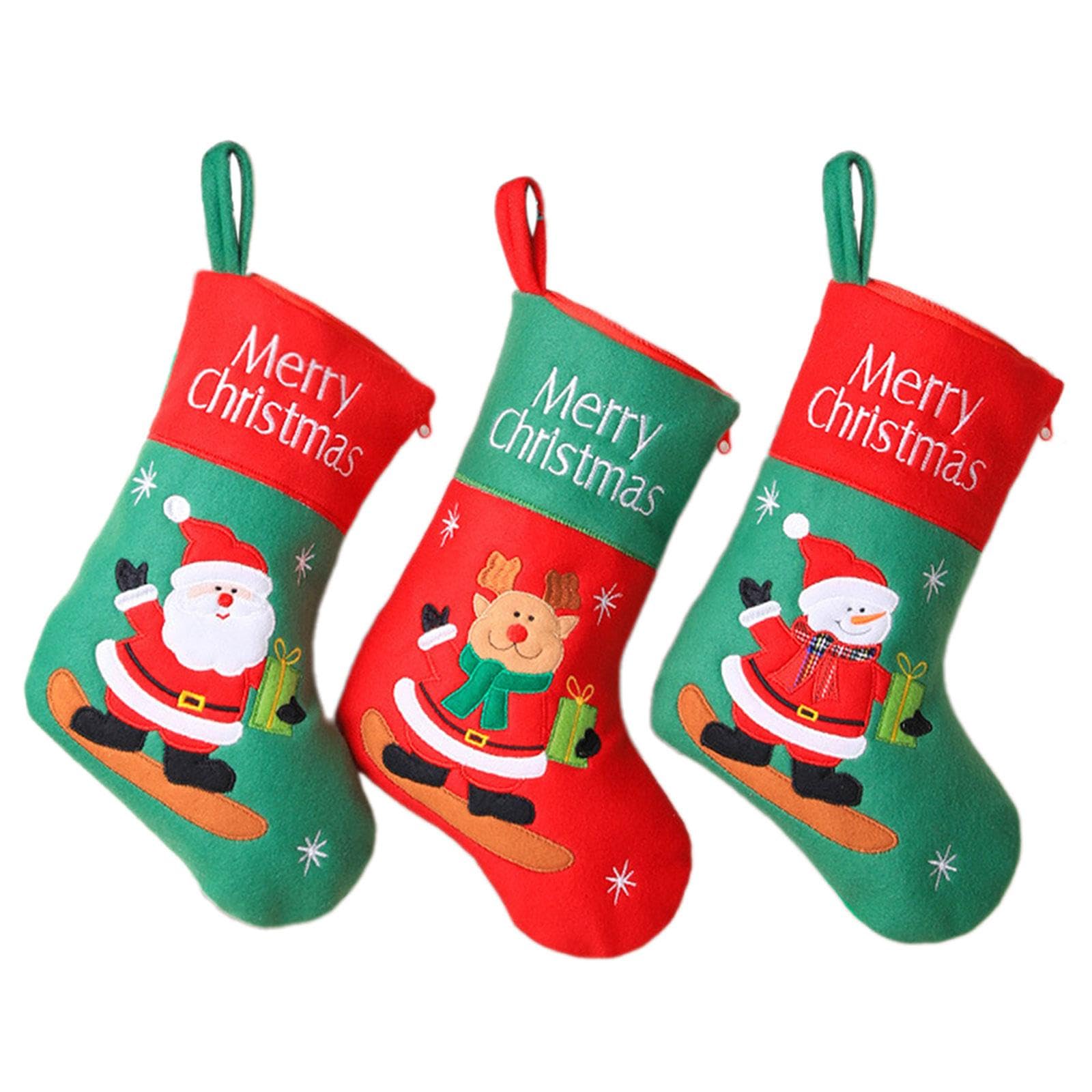 3er Pack Weihnachtsstrümpfe Aus Plüschstrickstoff, Ideal Als Dekoration, Geschenk Oder Zum Aufhängen, Z. B. Am Kamin, Treppenhaus Oder Schlafzimmer, L