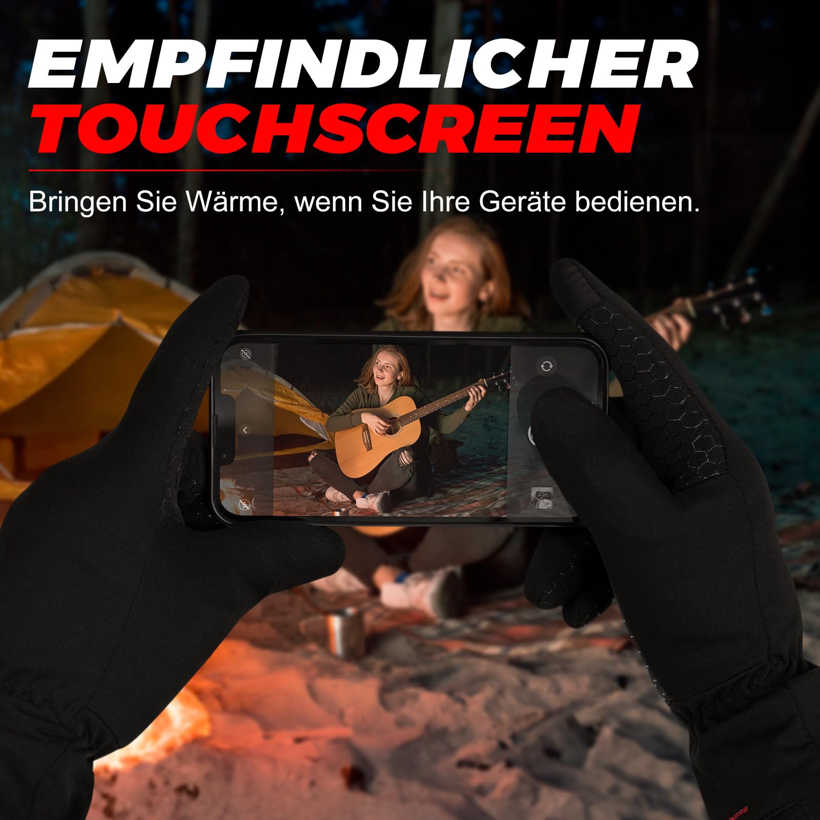 Dr.warm Winter Beheizbare Handschuhe Wiederaufladbar, Beheizte Handschuhe Touchscreen mit 3 Heizstufen für Camping, Skifahren, Klettern, Radfahren, M