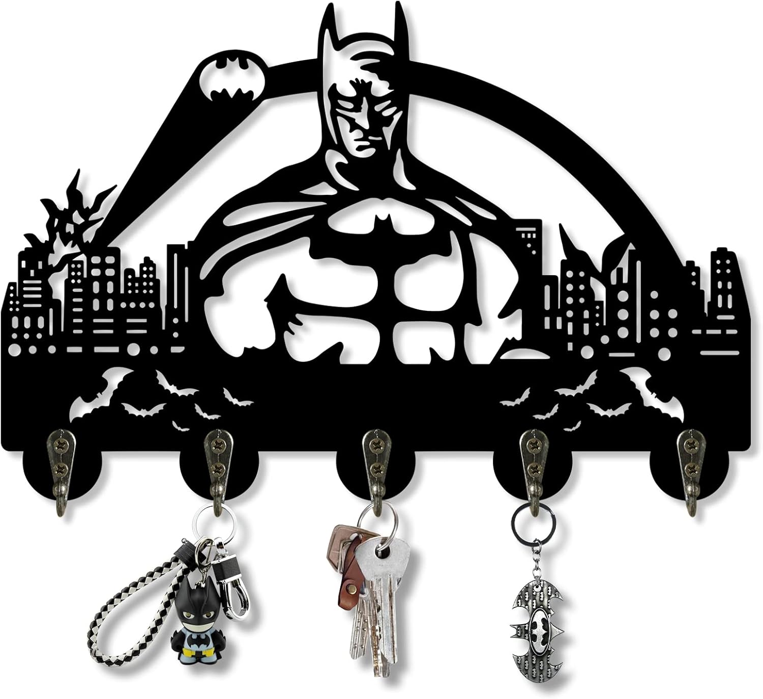 ANTWAX Bat & Man Key Holder, Black Key Hooks Wall Mounted