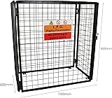 Monster Shop Cage Métallique de Rangement Gaz Acier Noir - 118 x 92 x 60 cm Butane Propane Intérieur Extérieur Coffre Sécurisé 3 x 19 kg [Autocollant Sécurité, Cadenas & Clés Inclus] - 3