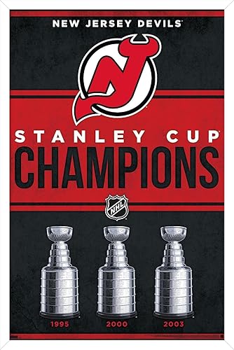 Trends International NHL New Jersey Devils - Póster de pared de Champions 23, 22.37 x 34.00 pulgadas, versión enmarcada en blanco