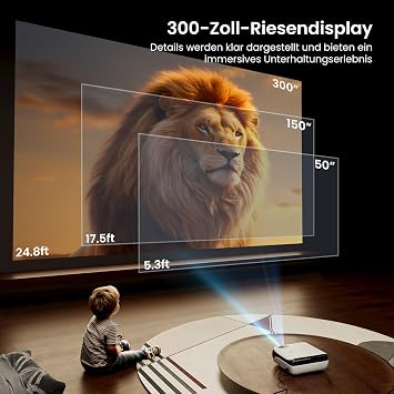Officially licensed Google TV Smart Beamer HAPPRUN 25000L projector 4 K home theater with Dolby Audio Wi-Fi & Bluetooth Integrated streaming apps 300 projector compatible with game consoles and cell phone