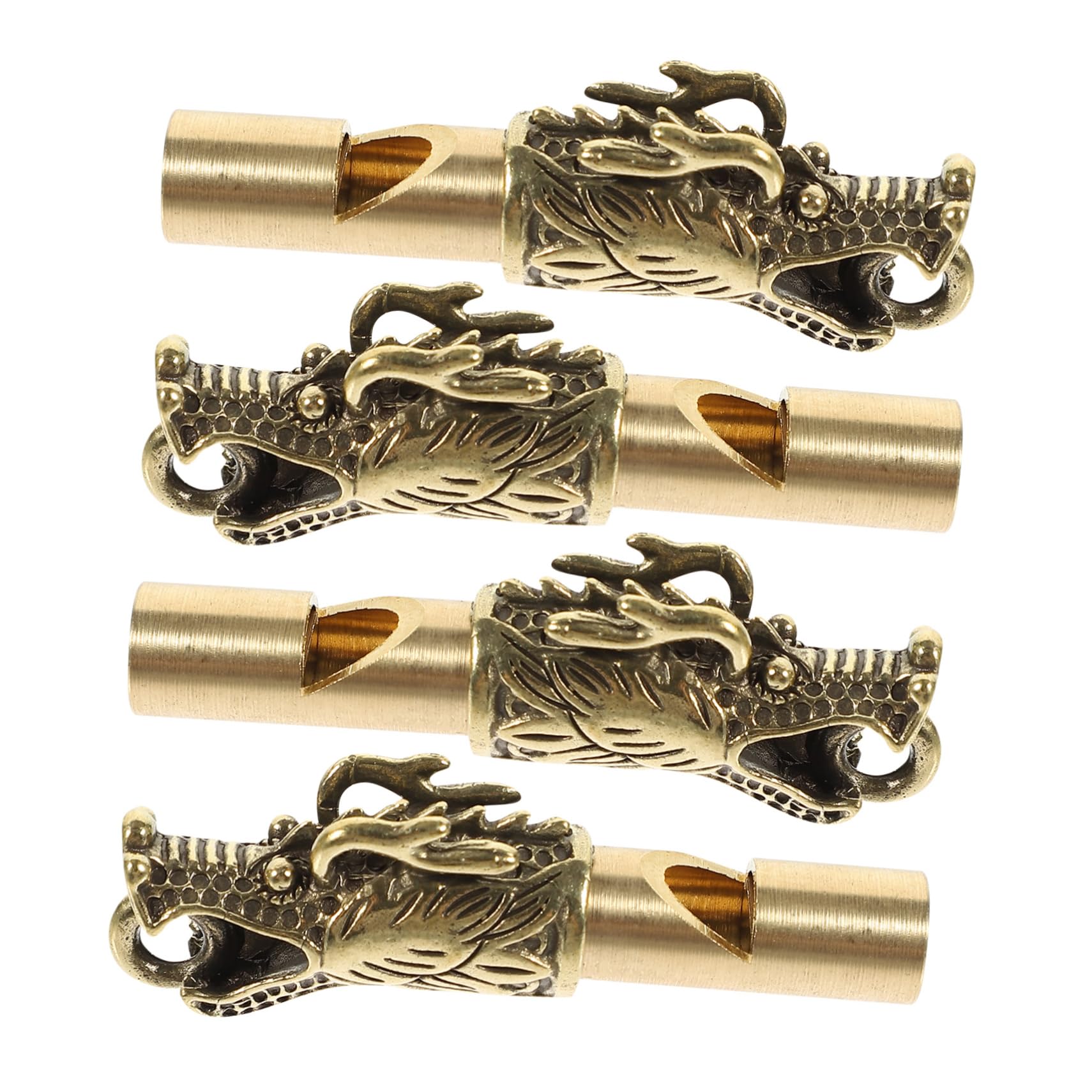 ibasenice 4Pcs Brass Dragon Whistle Keychain Loud Outdoor Survival Whistle Craft Accessory for Camping Hiking Emergency Situations Unique Decorative Pendant