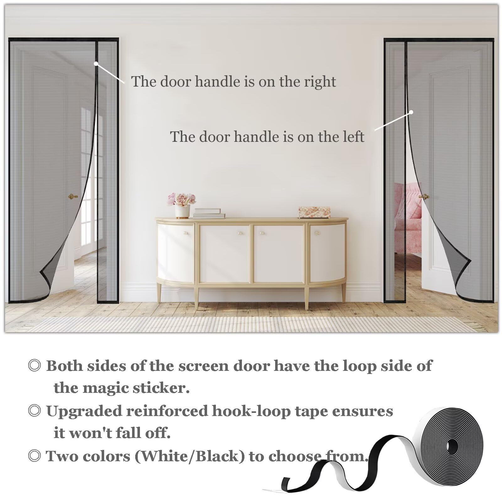 Zanzariera Magnetica 160x260cm Bianco Zanzariera Magnetica per Porta Non È Necessario Praticare Fori Tende Porta Finestra per Porte Finestre Scorrevole Balcone, Chiusura Automatica