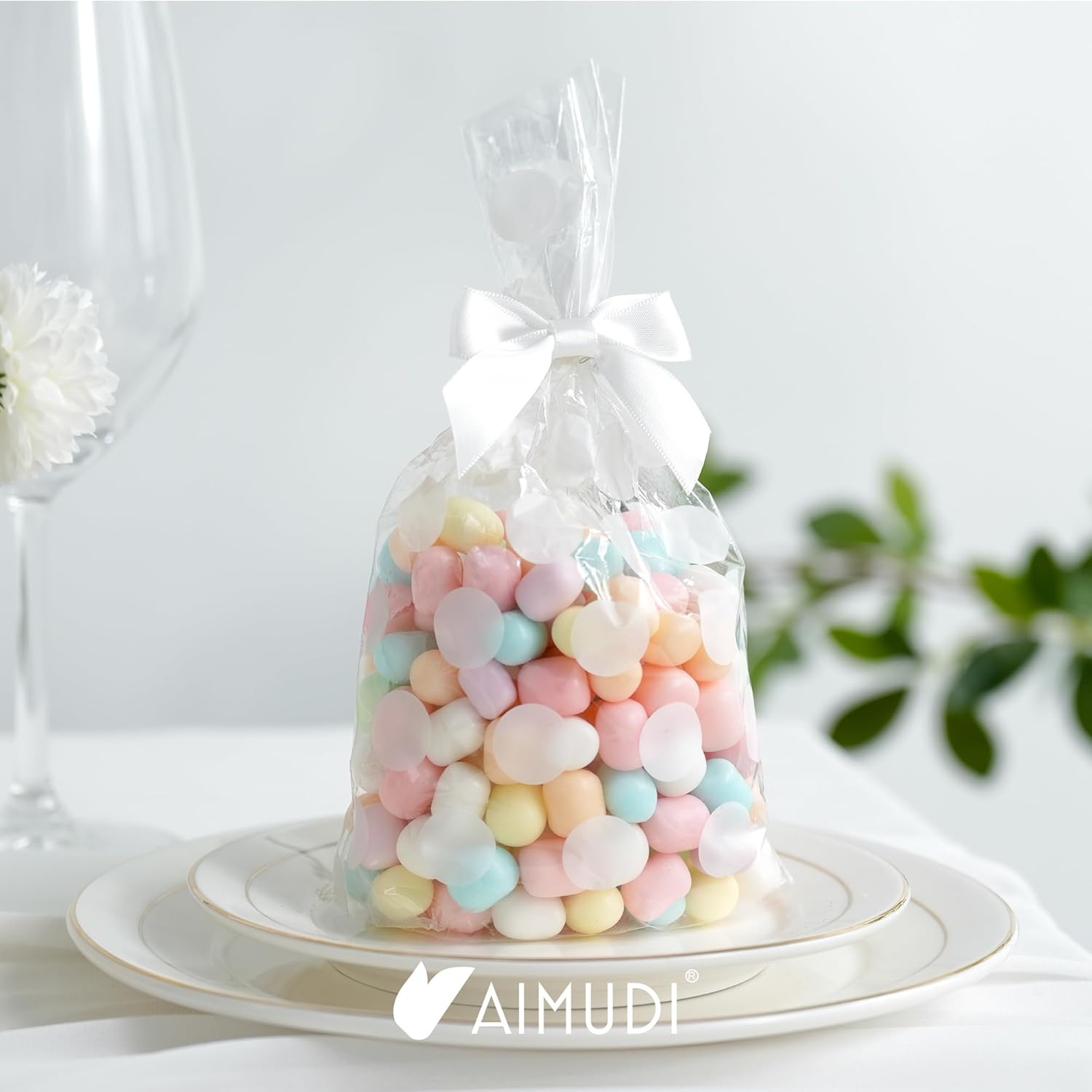 AIMUDI White Satin Ribbon Bows 2" Self Adhesive Satin Bows for Gift Wrapping Premade Ribbon Bows with Double-Sided Tape for Making Crafts Baby Shower Birthday Party Wedding Decorations, 50 PCs - Image 6