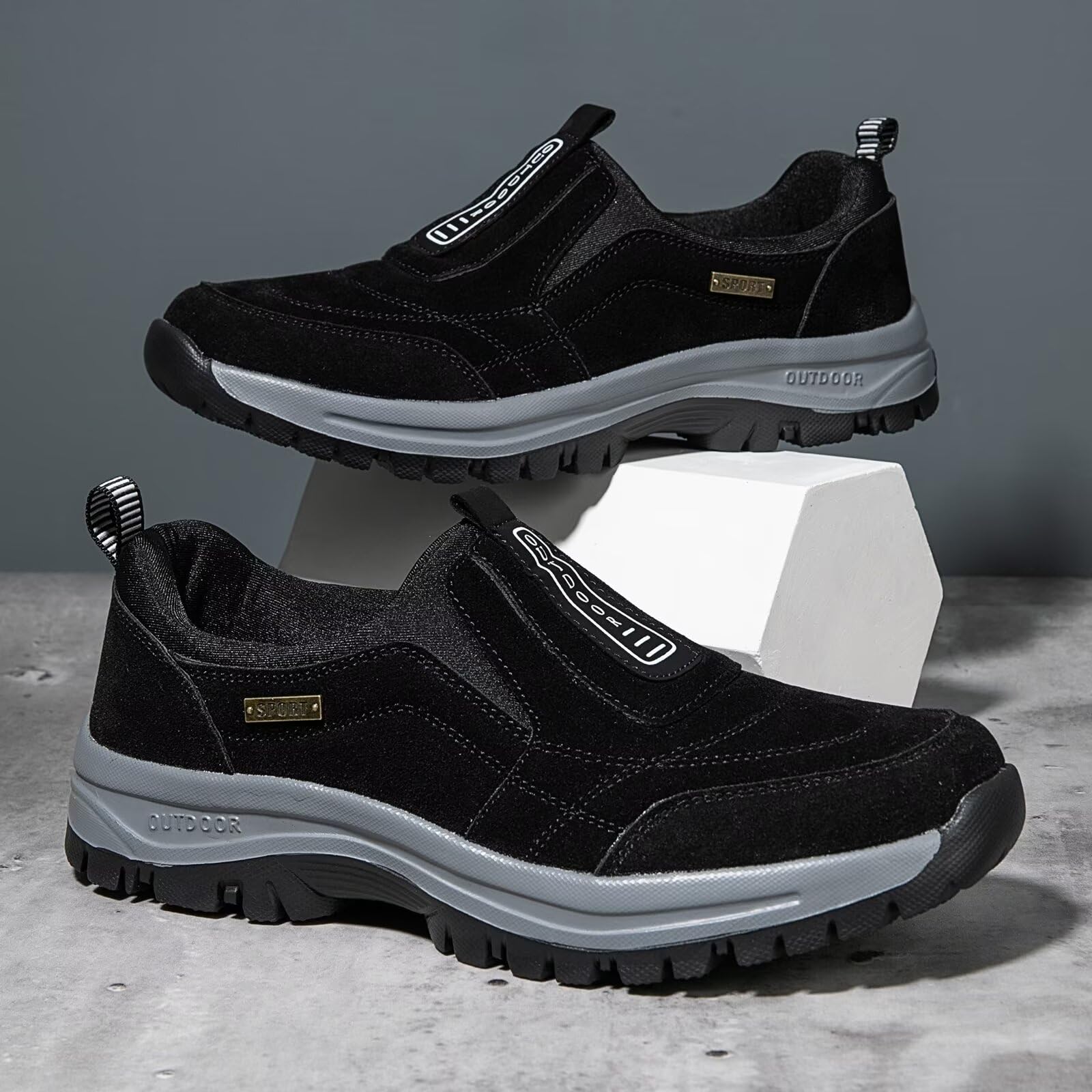 Chaussure de Marche Homme Orthopédiques sans Lacets Baskets de randonnée en Plein air Chaussures Antidérapant à Enfiler Baskets De Trekking
