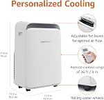 Amazon Basics 3-In-1 portatif Air Conditionneur, 10,000 BTU (ASHRAE), Refroidir jusqu'à 450 Sqf, portable AC avec fonction Cool/Dry (déshumidificateur)/Fan-Only, mode automatique, mode sommeil, minuterie, blanc