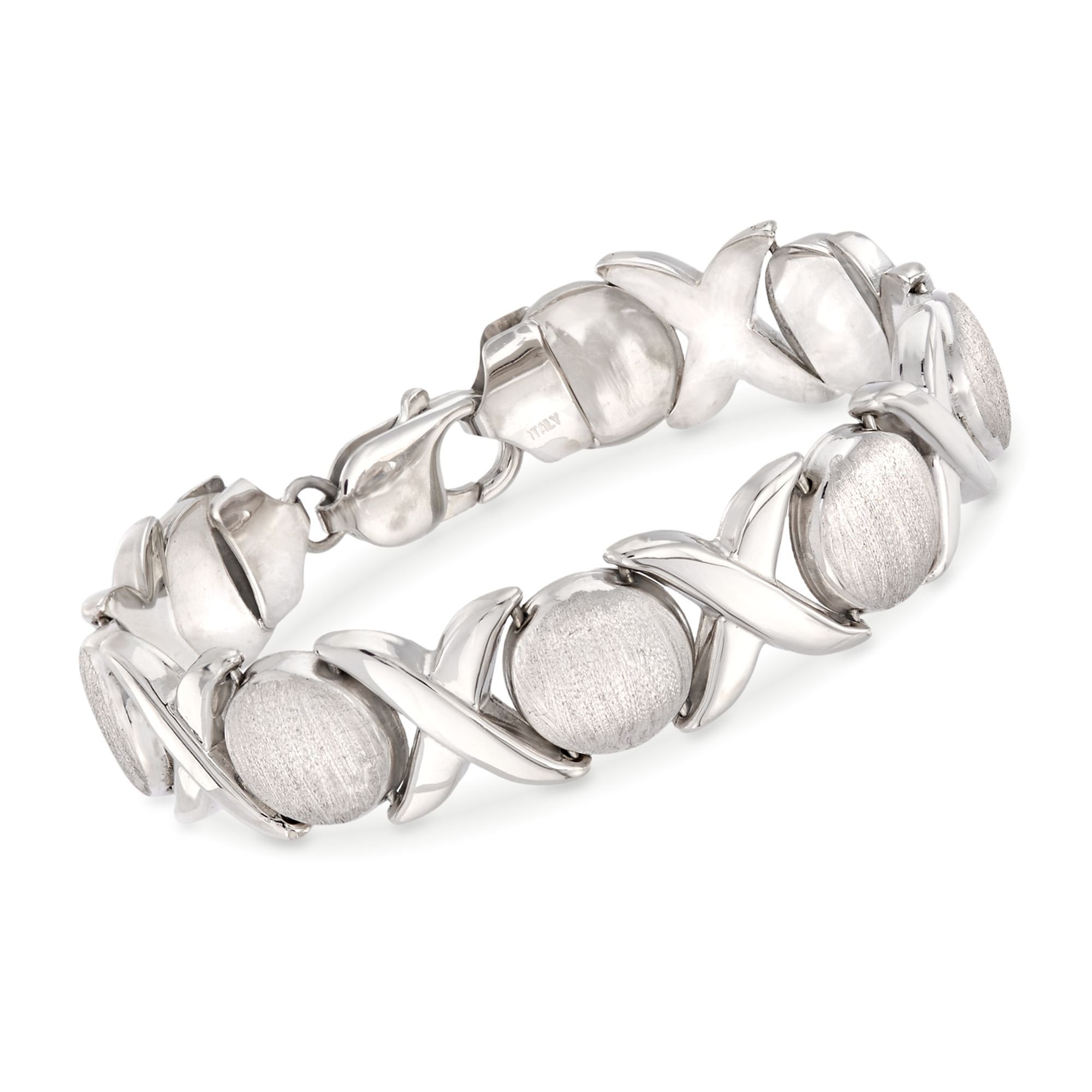 Ross-SimonsItalian Sterling Silver Brushed and Polished Xo Link Bracelet