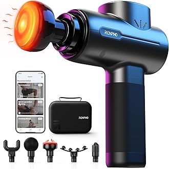 Active Massage Gun with Heat Deep Tissue Muscle, 2022 Upgrade Powerful Portable Gun Massage Percussion Massager Gun for Athletes, Electric Back Massagers, Handheld Body Massager Gun Gifts