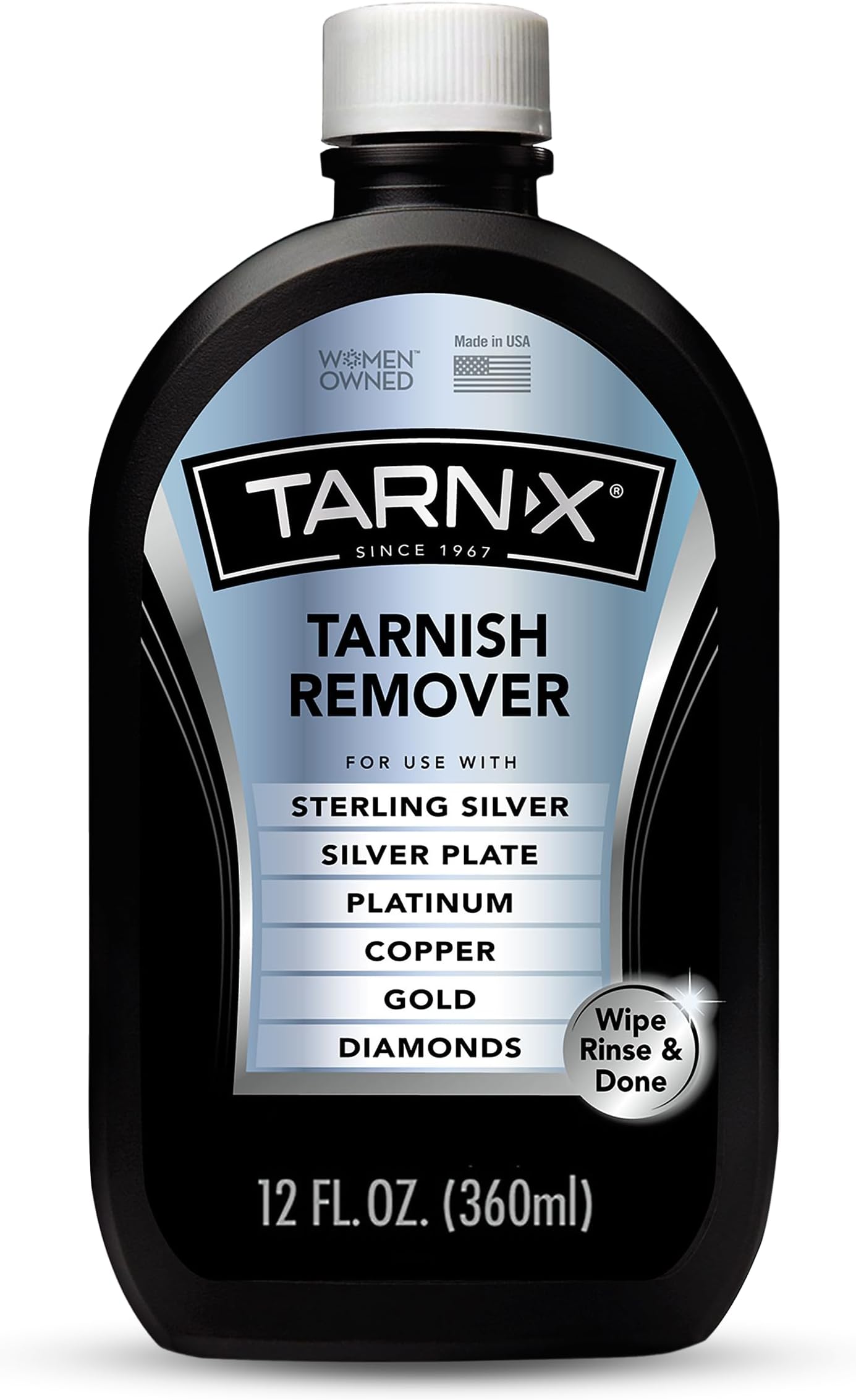 Tarn-X Tarnish Remover, 12 oz Bottle - For Use with Sterling Silver, Silver Plates, Platinum, Copper, Gold, and Diamonds