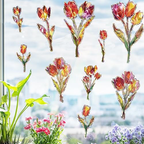 Miniatura 8 de 22 calcomanías para ventana para evitar golpes de pájaros, adhesivos anticolisión, calcomanías de ventana de reflejo de arco iris, calcomanías Nube
