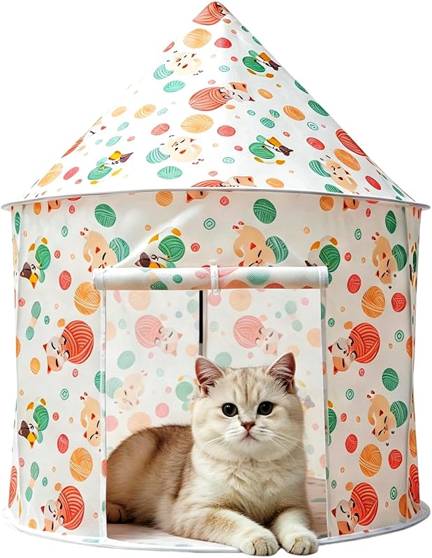 Casa para Gatos em Formato de Tenda Yurt Dobrável e Portátil ROIWUIE, Modelo 003