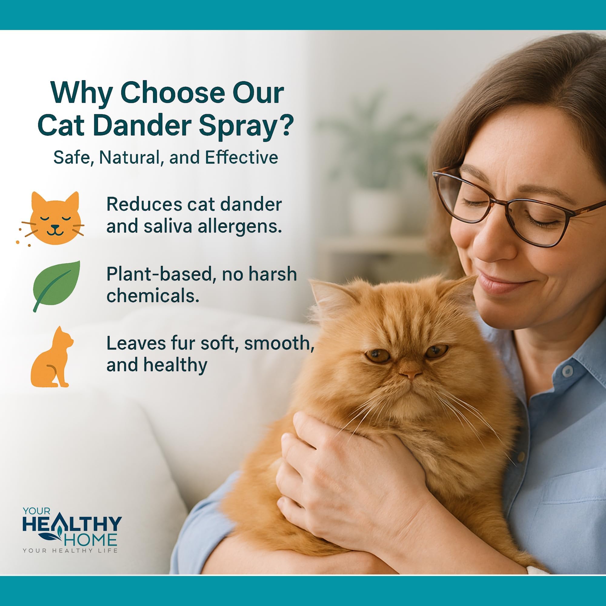 Cat Dander Remover & Allergy Relief Spray|All Natural Effective Treatment for Cat Allergies|Vet Recommend, Cruelty Free & Made in USA (2 Pack)