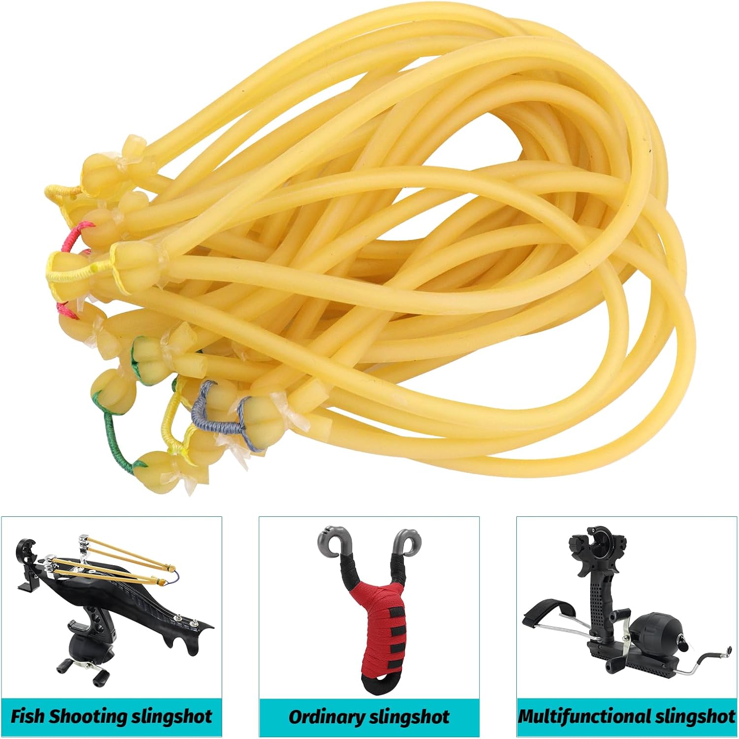 20 Pcs Powerful Fishing Slingshot Elastic Tube Rubber Band for Bowfishing Hunting Slingshots Replacement Bands for Archery Arrows Slingbow Fishing Rubber Bands