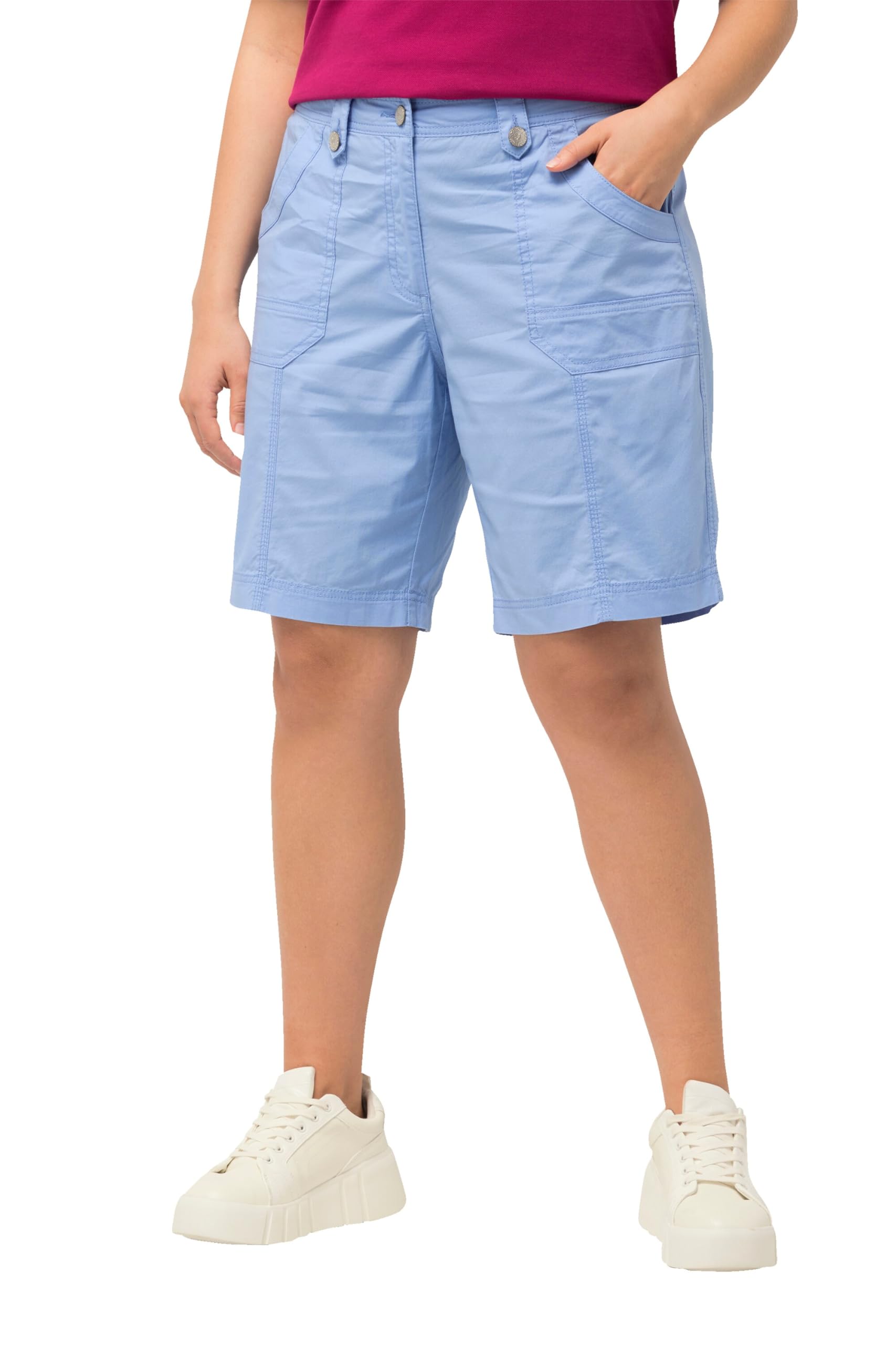 Ulla Popken Damen große Größen Übergrößen Plus Size Cargo-Bermuda, Komfortbund, 4-Pocket-Schnitt 818455